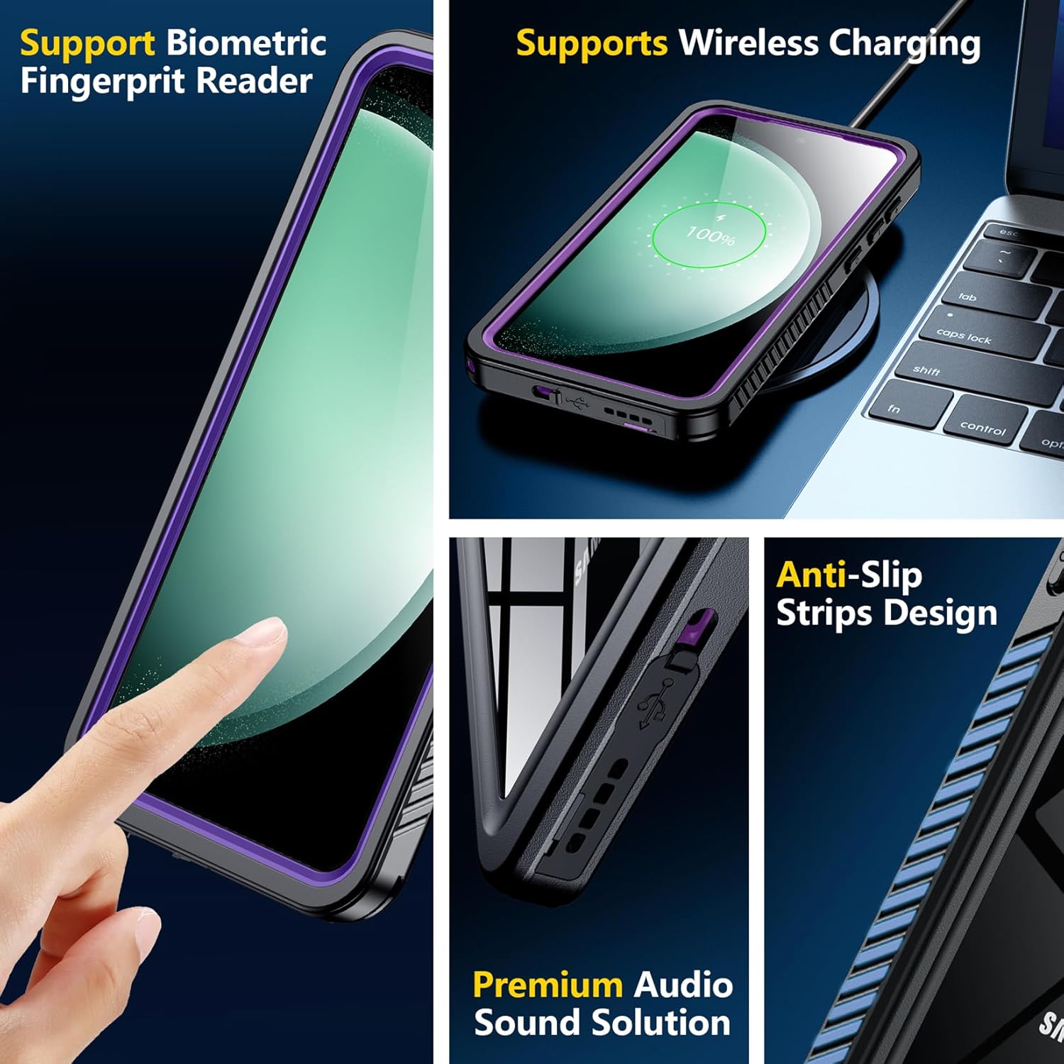 SPIDERCASE for Samsung Galaxy S23 FE Case Waterproof,Built-in Screen Protector [12FT Military Shockproof] IP68 Underwater Full-Body Heavy Duty Anti-Scratched Rugged Case for S23 FE 6.4",Purple