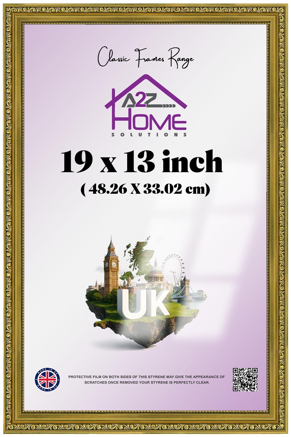 A2Z Home Solutions Ornate Shabby Chic 19X13 Picture Frame – Gold Antique Vintage Style – MDF Backing & Perspex Sheet – Ideal for Corporate Gifting, Office Décor & Hospitality Display – 19X13