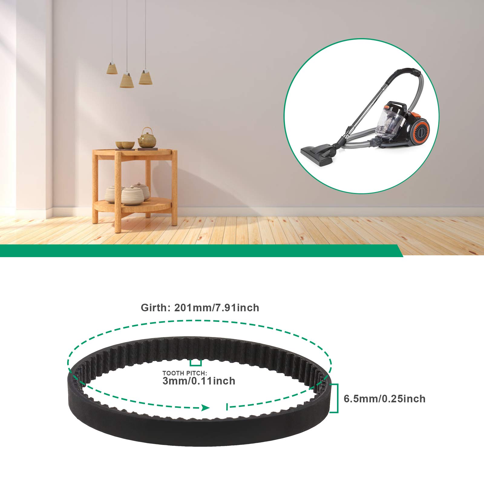 2 Cinghie Dentate Per Aspirapolvere VAX MACH AIR - HTD3M-201-6.5mm - Foto 10