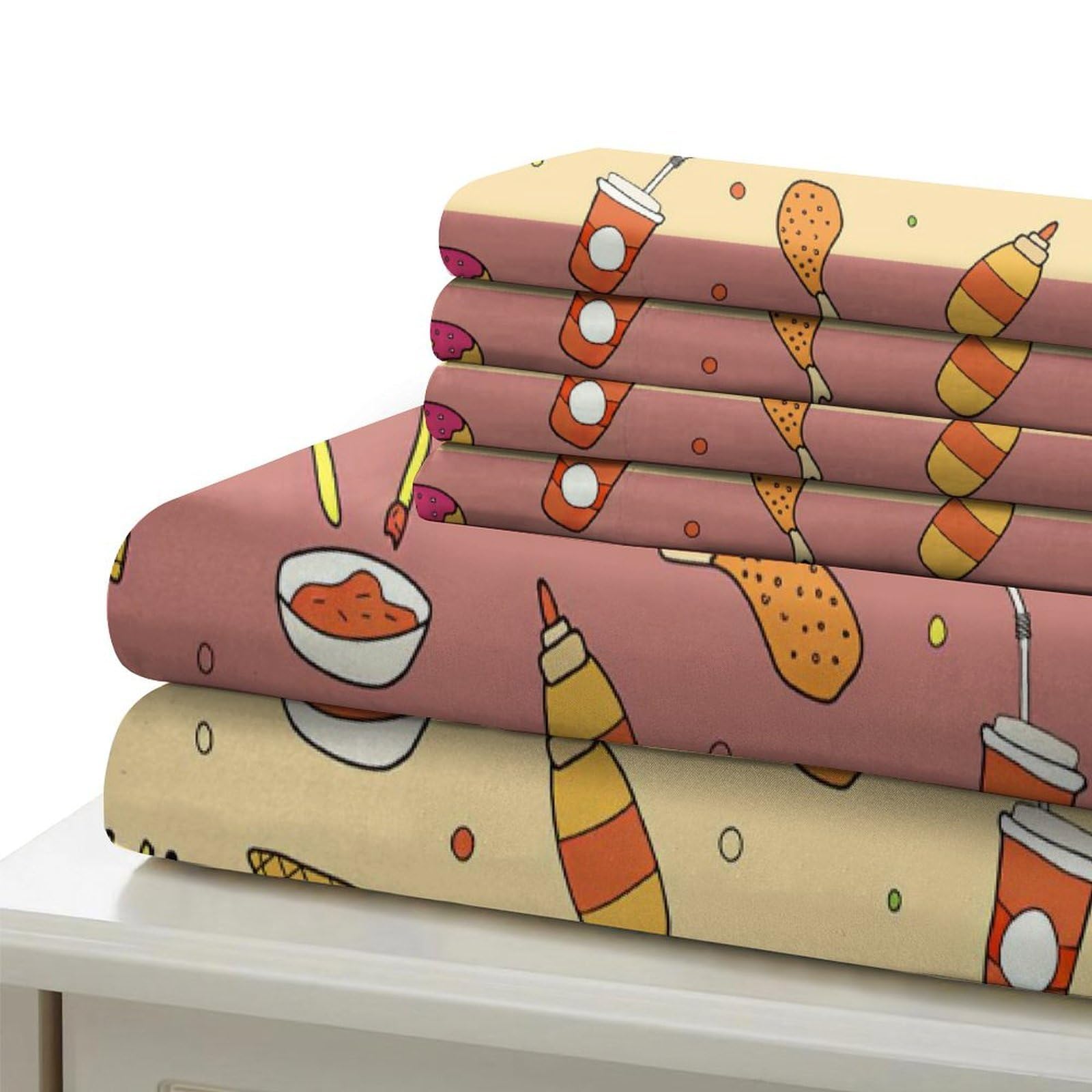 Juego de Funda Nórdica 3D Impresa Snacks Coloridos, Microfibra Suave Transpirable para Dormitorio Adultos Jóvenes Super King（260x220cm）