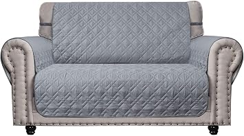 غطاء Ameritex Loveseat مقاوم للماء ومقاوم للماء ومقاوم للماء مع الكفوف الخلفية غير القابلة للانزلاق للكلاب ، الأطفال ، الحيوانات الأليفة Loveseat Slipcover البقاء في مكان للجلد 46 & # 34 ؛ ، رمادي فاتح