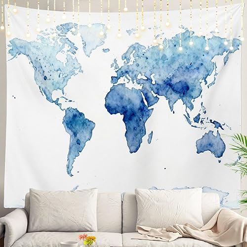 Miniatura 41 de Shrahala Tapiz de pared de acuarela desgastado, elegante pintura para colgar en la pared, tapiz grande decorativo de fibra de poliéster, dobladillo