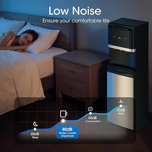 Miniatura 5 de Dispensador de agua de carga inferior para botellas de 5 galones, enfriador de agua de acero inoxidable con 3 temperaturas, caliente, frío y