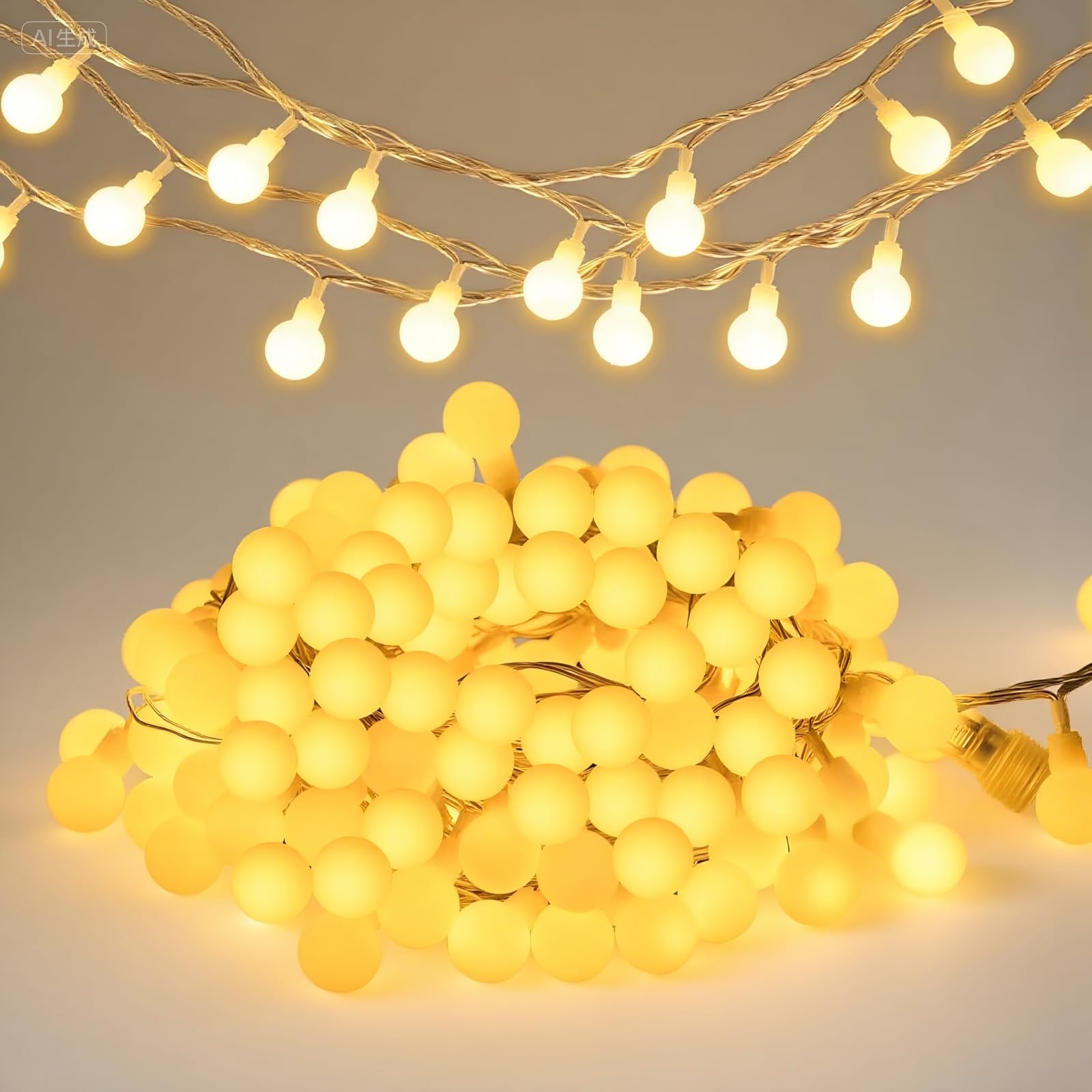 100 LED Connectable Globe String Lights Indoor Bedroom, 33ft Warm White String Lights with Remote Plug in, 8Mode Christmas Lights Outdoor Waterproof