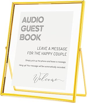 Calculs Gold Wedding Floating Picture Frame Audio Guest Book Decorative Sign Photo Display Holders Signage Table Top Gold
