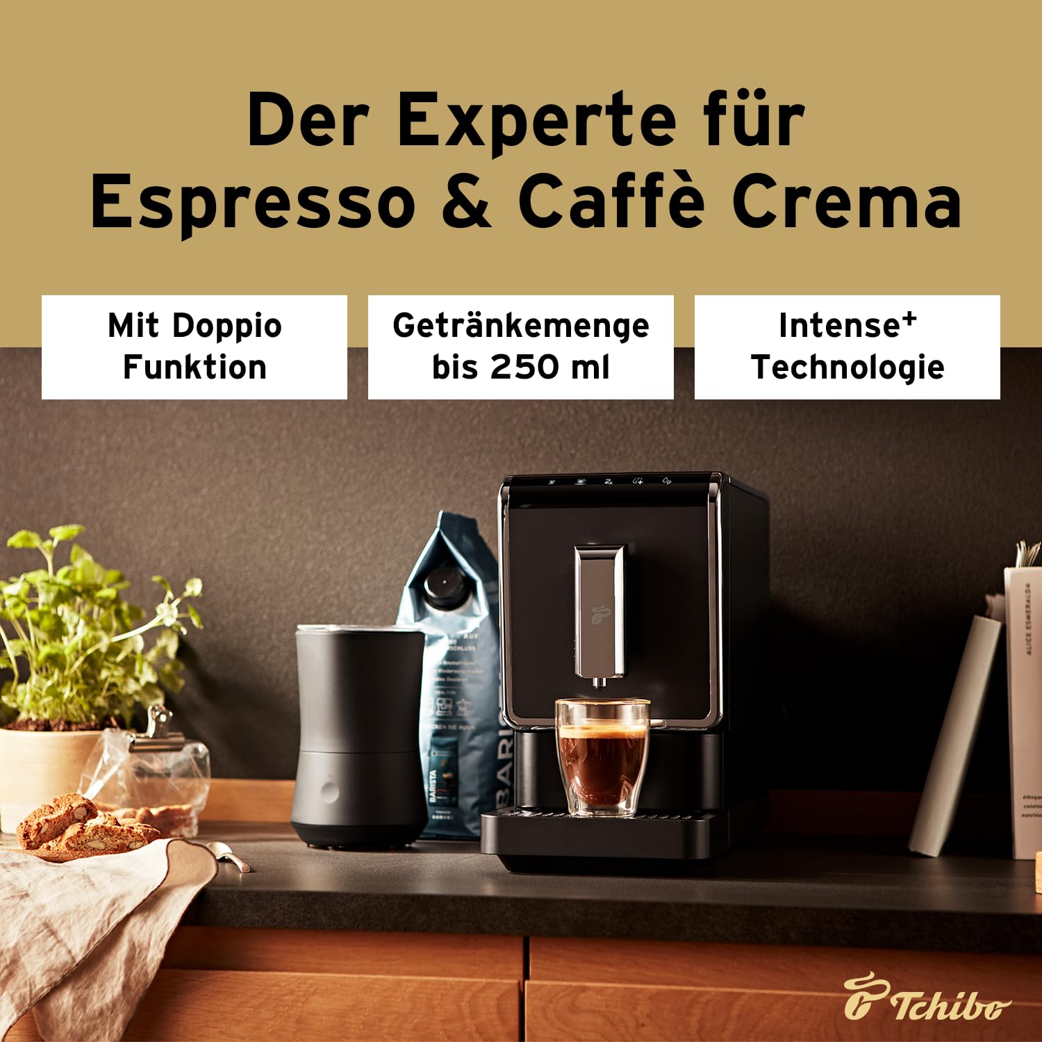 Tchibo Kaffeevollautomat Esperto Caffè 1.1 für Caffè Crema und Espresso, Anthrazit