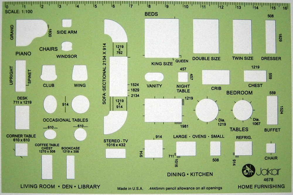 Buy Jakar Metric 1:100 Scale Architect Design Drawing Template Stencil ...