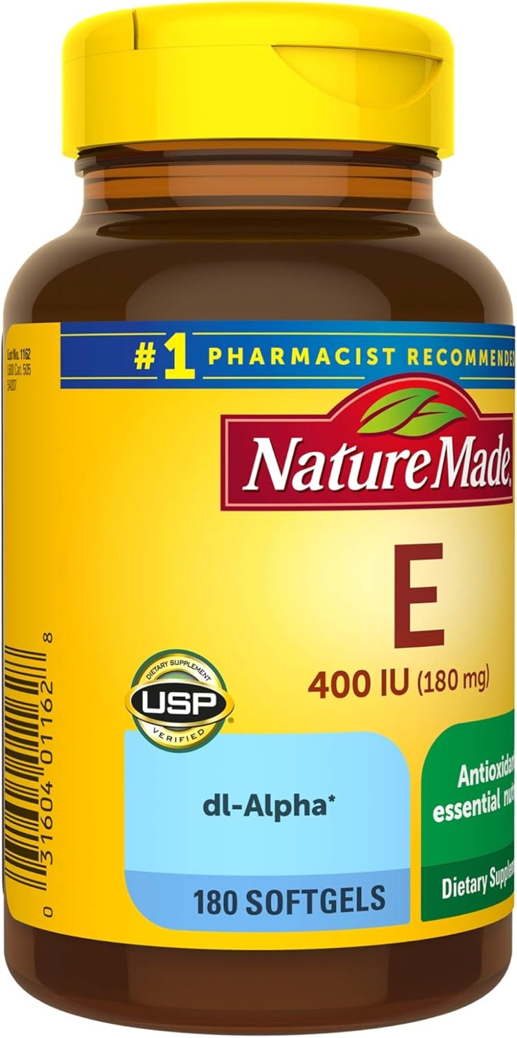 🔥 Crazy Deals Nature Made Vitamin E 180 mg (400 IU) dl-Alpha, Dietary Supplement for Antioxidant Support, 180 Softgels, 180 Day Supply