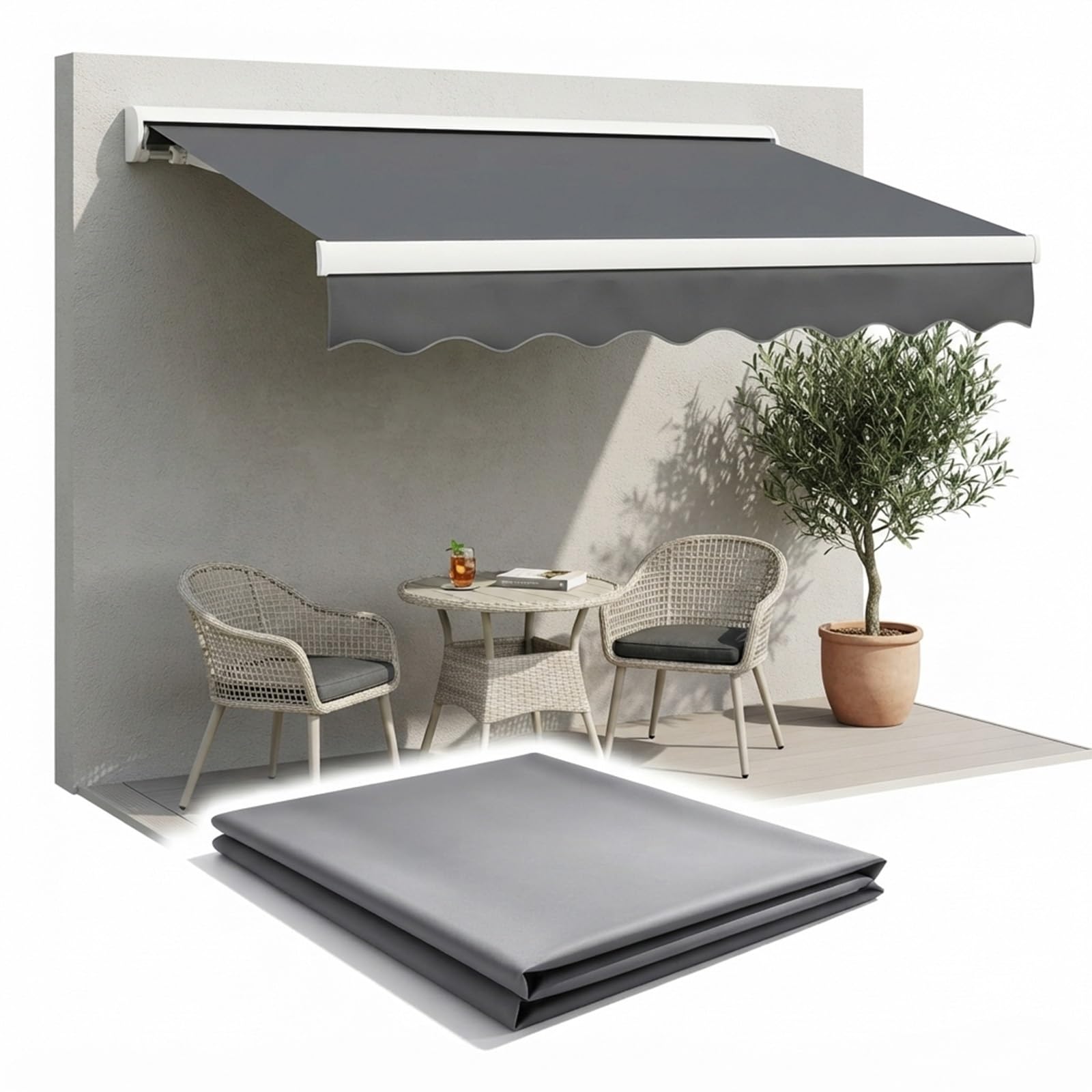 Tela de repuesto para toldo retráctil lona de terraza impermeable para cenas al aire libre