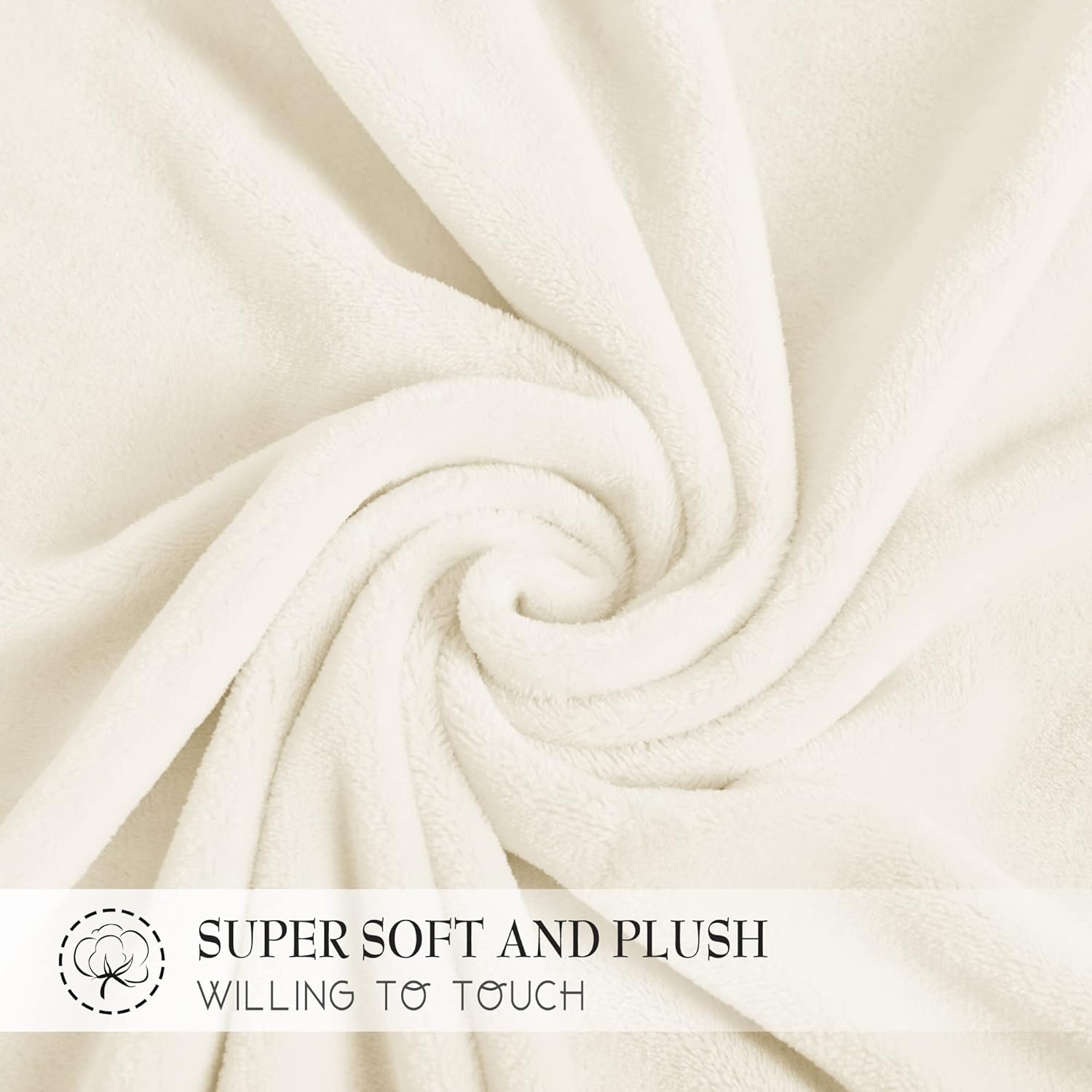 RYB HOME White Fleece Blanket for Couch, Twin Size Premium Velvet Blanket for Couch Sofa Bed Pefert Throw for Traveling Camping Napping, Cream, W60 x L80 inch