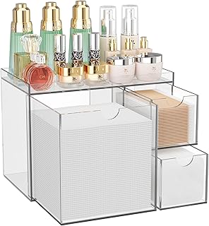 Youdepot Acrylic Face Towel Holder – Clean Skin Club Face Towels Holder with Drawers – Disposable Face Towel Holder for Cotton Pads, Swabs – Clean Towels XL Holder for Bathroom