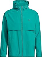 adidas Men's Go-To Full-Zip Windbreaker Jacket - Adjustable Hood, Recycled Polyester for Golf & All-Weather Versatility