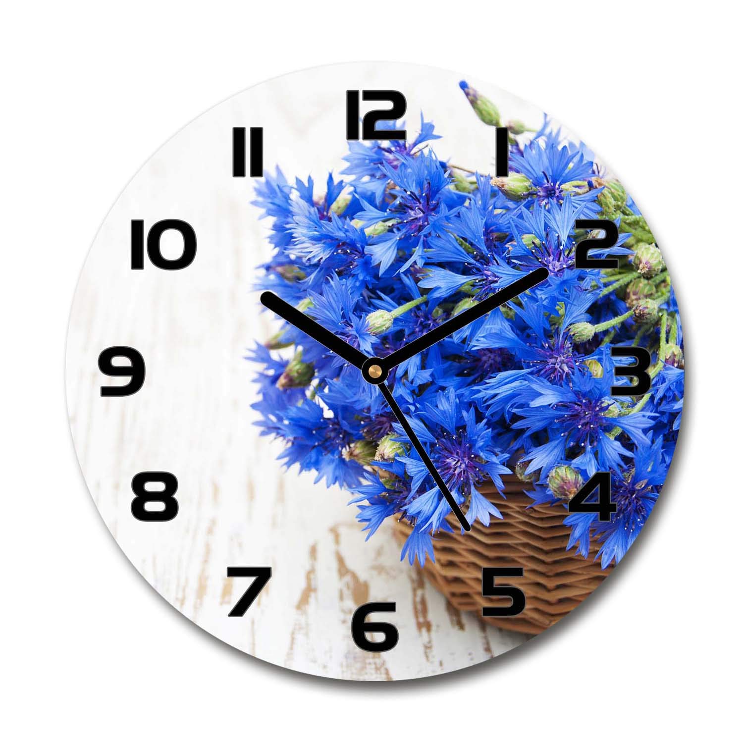 Horloge en verre salon design Tulup ronde 30 cm avec aiguilles noires pour décoration
