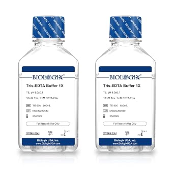 TE Buffer (1X), pH 8.0, 10mM Tris & 1mM EDTA, Ready-to-Use Molecular Biology Buffer for DNA Dissolution, Dilution, Elution and Storage, RNase-Free, DNase-Free, 500mL2 Bottles