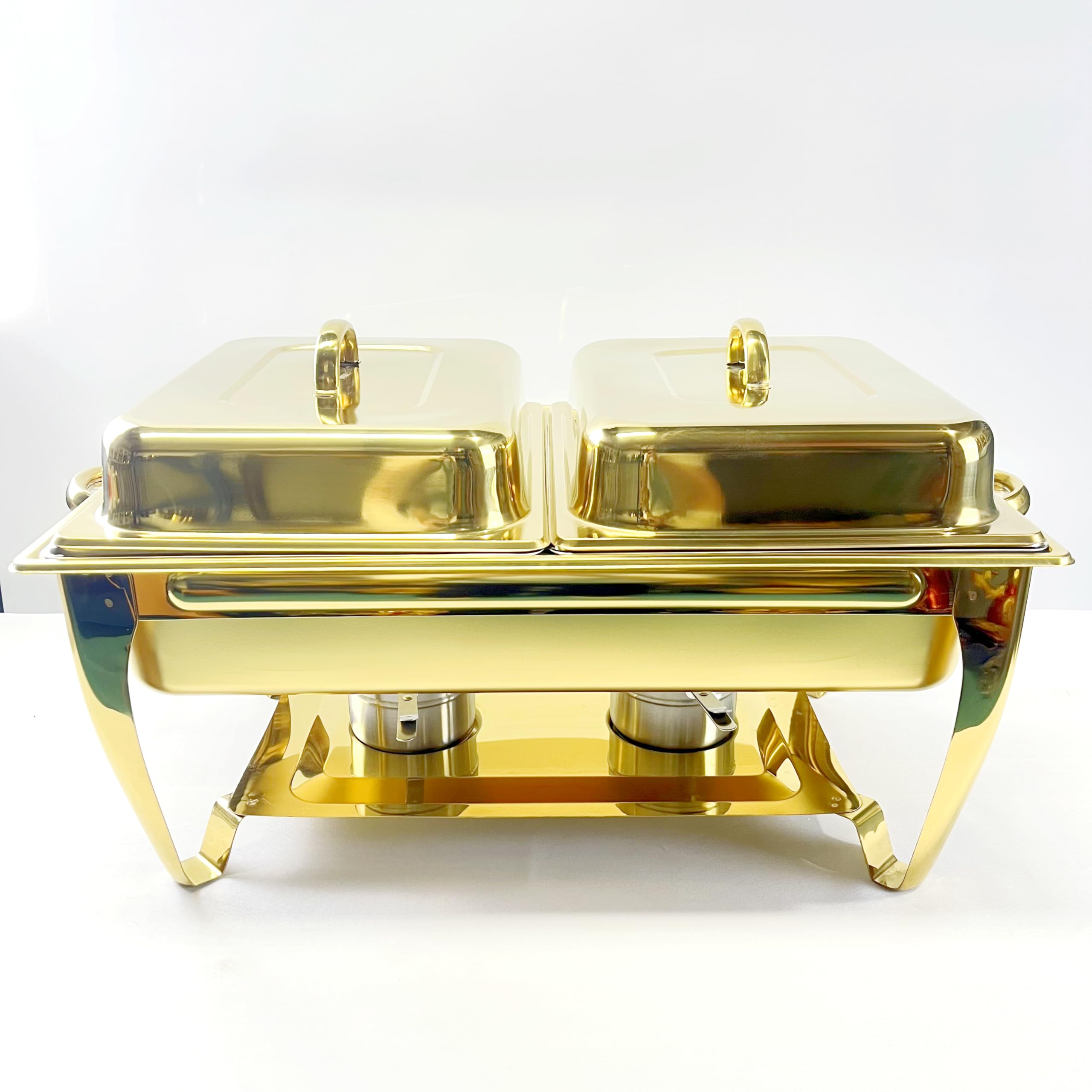 Golden Buffet - Juego de platos de acero inoxidable de 9 L con soporte para combustible y bandeja de agua, perfecto para banquetes, recepciones, bodas y eventos de catering