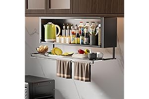 2-Tier Wall Prep Tray with PVC Cabinet Door Pull Down Storage Rack