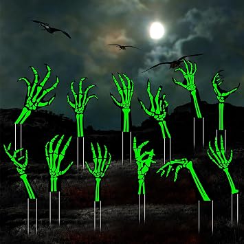 Liliful 12 Pack Halloween Decorations Outdoor, Skeleton Arms with Stakes