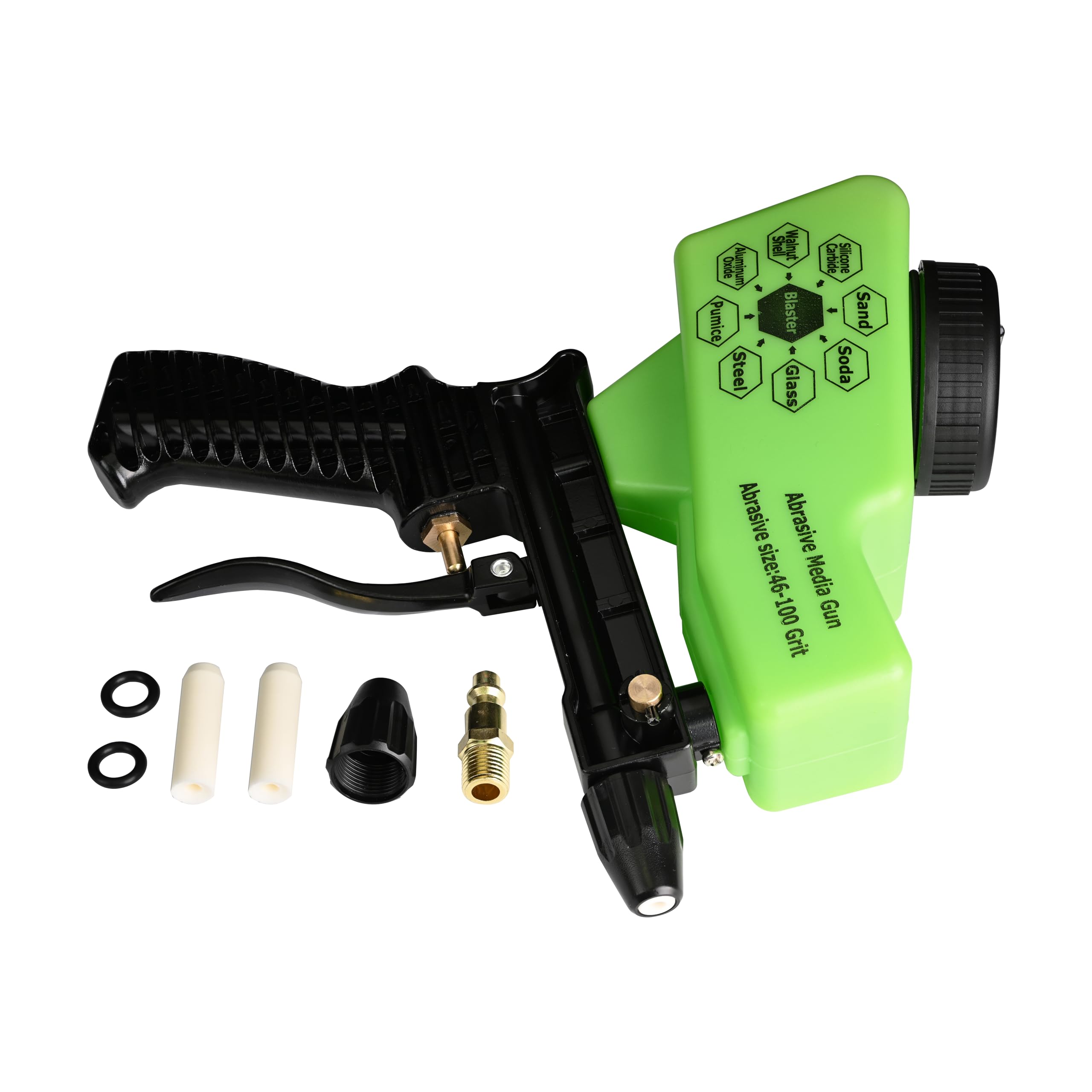 Sand Blaster Gun Kit, Gravity Feed Sandblaster 90PSI for Air Compressor, 3X Ceramic Nozzles, Paint Rust Remover, Mirror Glass Etching, Aluminum Sand Soda Blaster Jobs