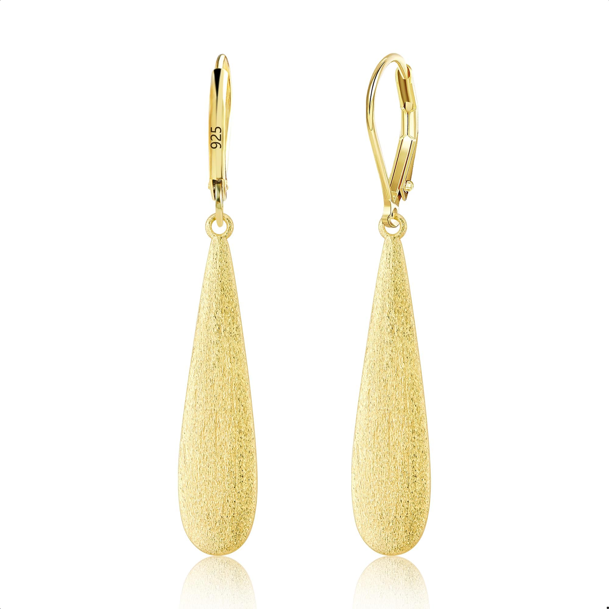 925 Sterling Silver Long Teardrop Dangle Earrings for Women Hypoallergenic Drop Leverback Earrings Trendy Silver Long Teardrop Dangle Earings for Jewelry Gifts