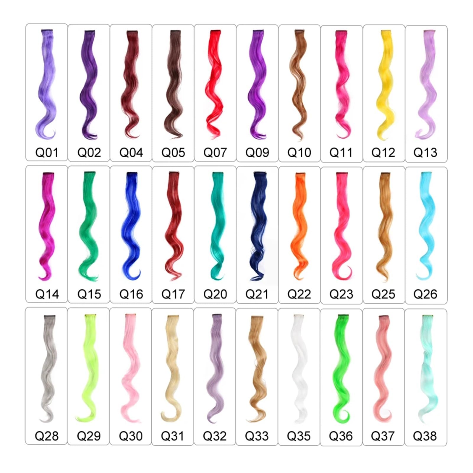 Estensione per capelli con piume Colori arcobaleno sintetici Una clip nelle estensioni dei capelli Arriccia i capelli lunghi for le donne Pezzo di capelli Blu Rosa Viola Rosso Verde ( Color : Q05 , Si