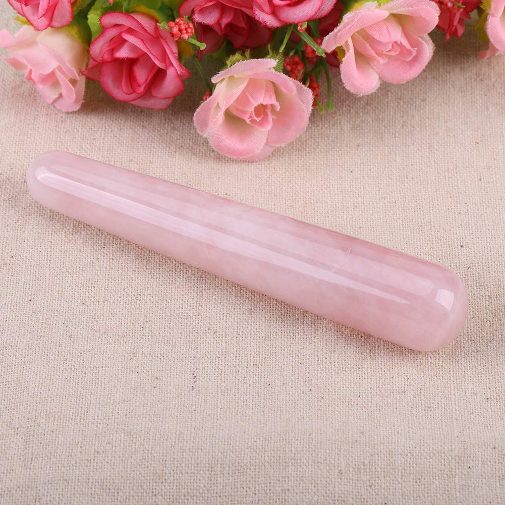 HERCHR Kristall-Gesichtsmassage-Werkzeug, Gua Sha-Gesichtswerkzeug mit stabförmigem Gua Sha-Stein für die Gesichtsmassage Akupunkturpunktmassage(Rosa)