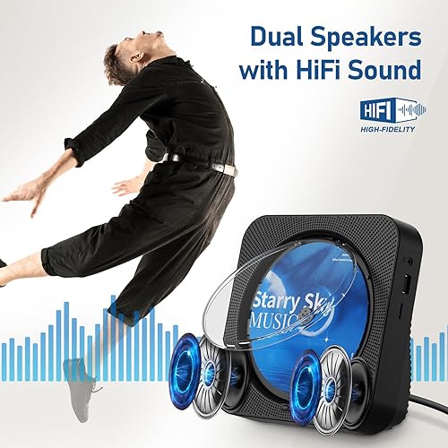 Miniatura 2 de Reproductor de CD portátil Bluetooth 5.1 reproductor de CD de escritorio con altavoces de sonido de alta fidelidad, control remoto, cubierta