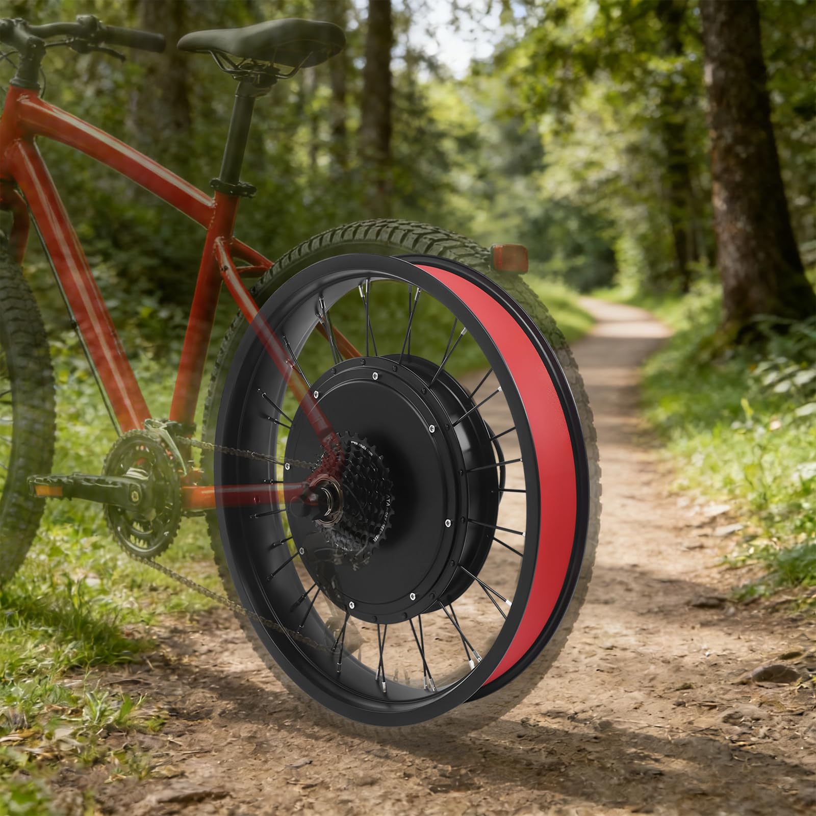 Kit de conversion pour vélo électrique - 1000 W - 48 V - 20" - Moteur électrique - Entraînement arrière : 40 Nm - Couple 30 A - Contrôleur max 45 km/h - Entraînement arrière - Écran LCD - Pour vélo de