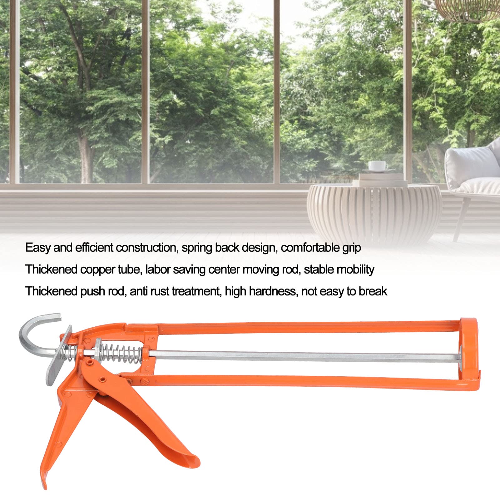 Gavigain Hand Caulking Guns, Return Force Spring Design Caulking Tools Comfortable Grip Mobile Stability Glass Glue Guns for Home Decoration