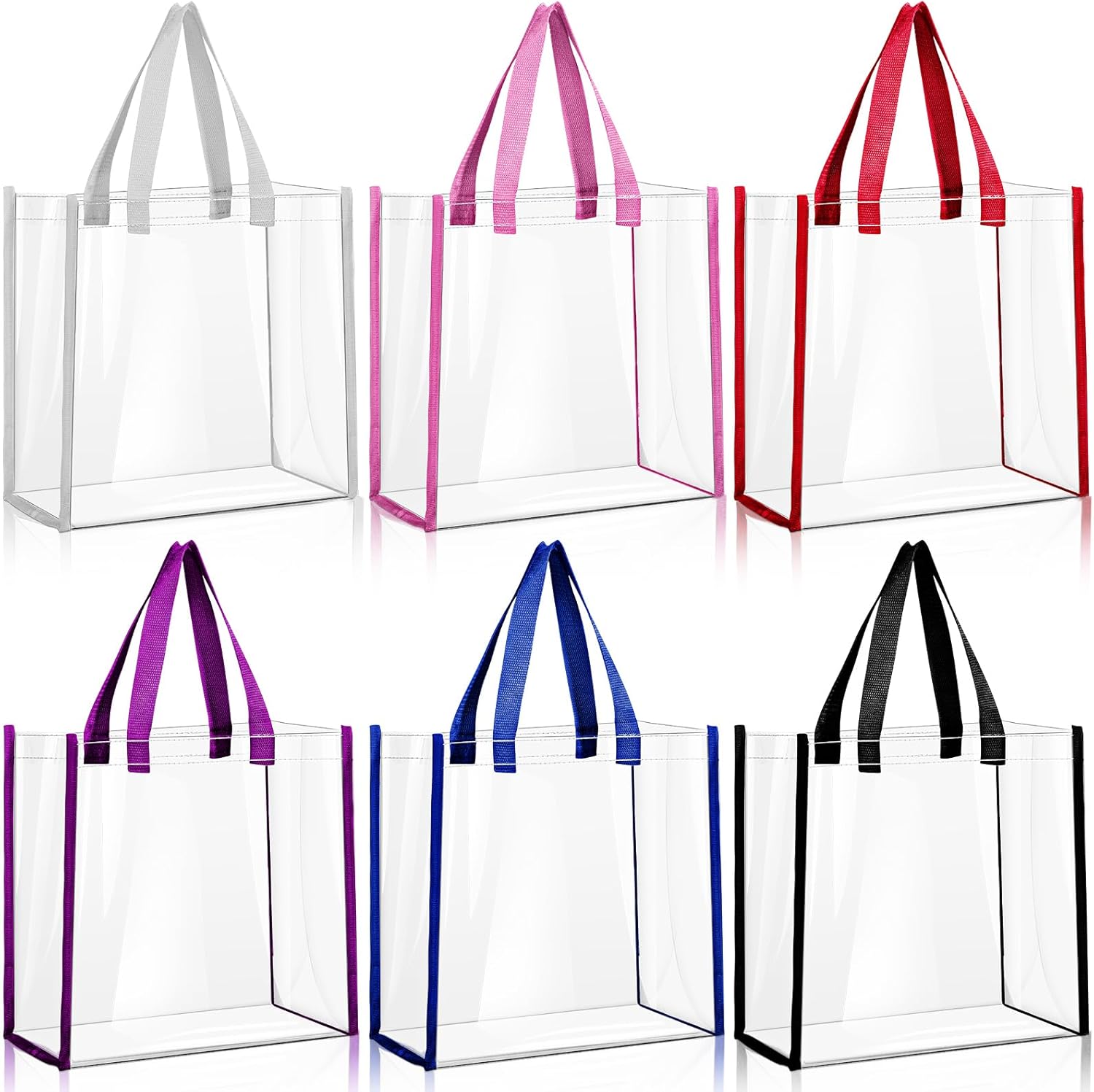 BBTO 6 Pcs Clear Tote Bag Stadium Approved Plastic Hand Bag