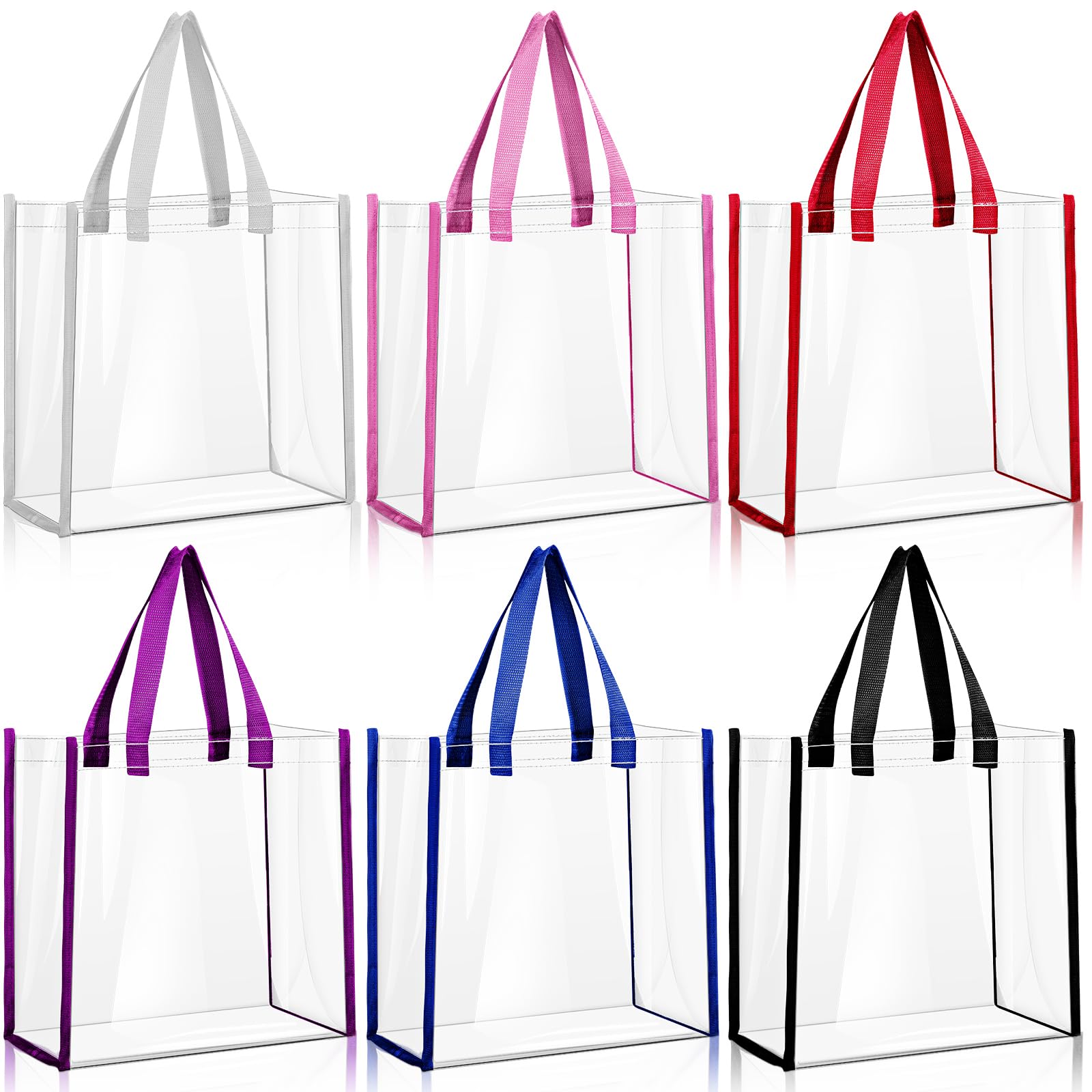 BBTO 6 Pcs Clear Tote Bag Stadium Approved Plastic Hand Bag