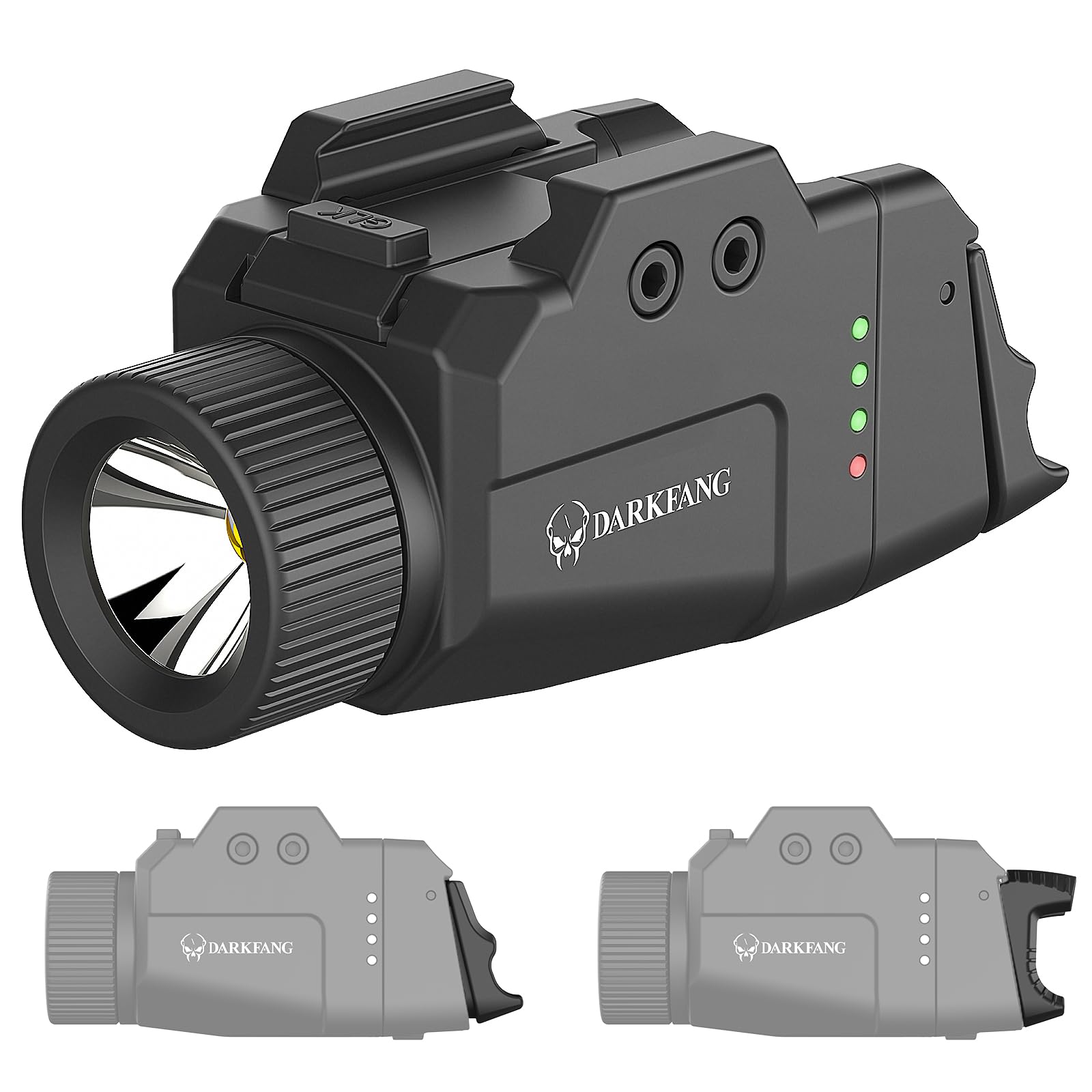 DARKFANG Lumière tactique compacte de 1000 lumens avec 2 commutateurs différents pour le rail picatinny