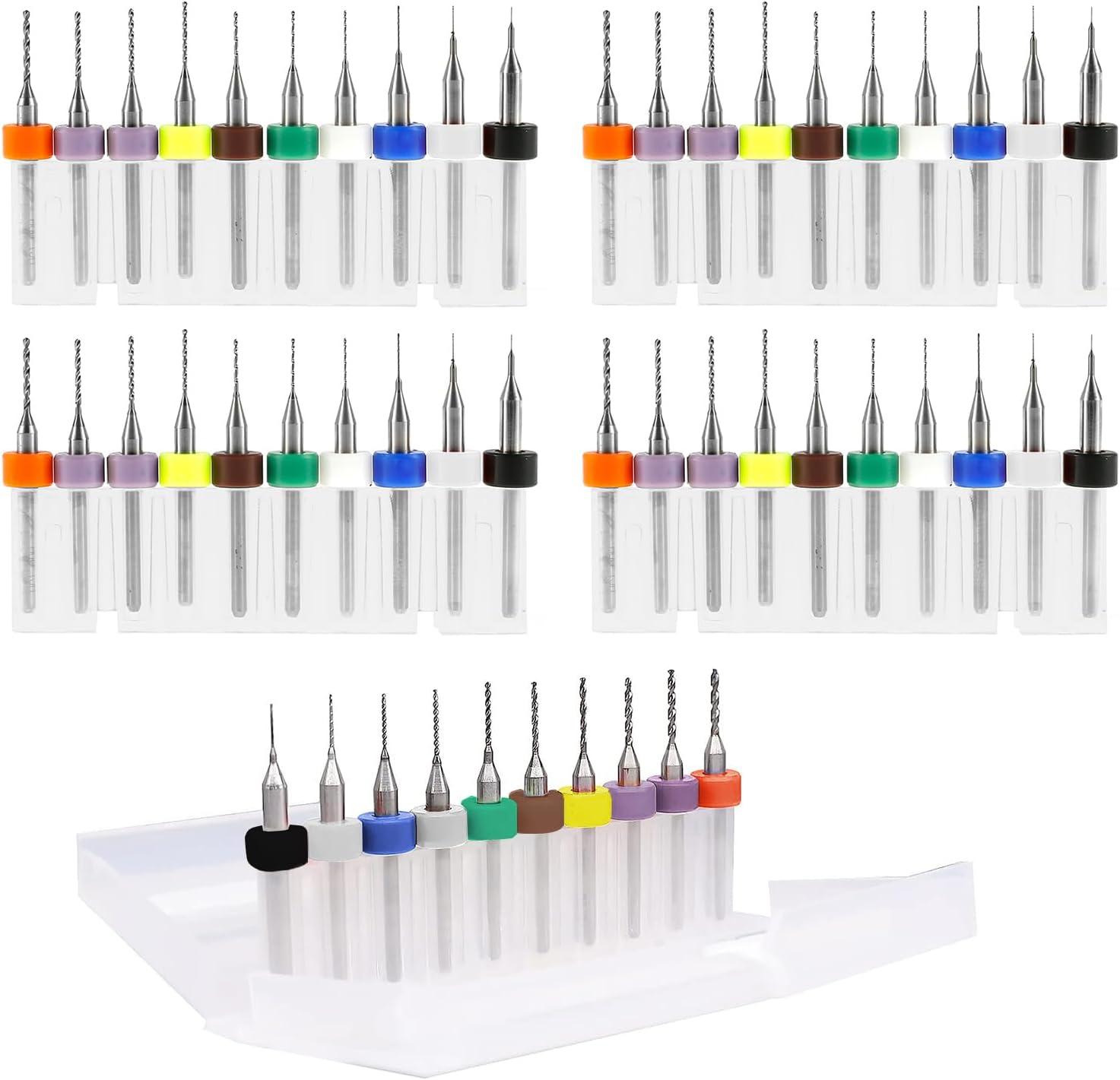 40Pcs PCB Micro Drill Bits Set, 0.1mm-1.0mm, Shank Spiral Tungsten Steel Carbide PCB Print Circuit Board Flute CNC Router Bits for Print Rough Stone Circuit Board Jewelry CNC Engraving