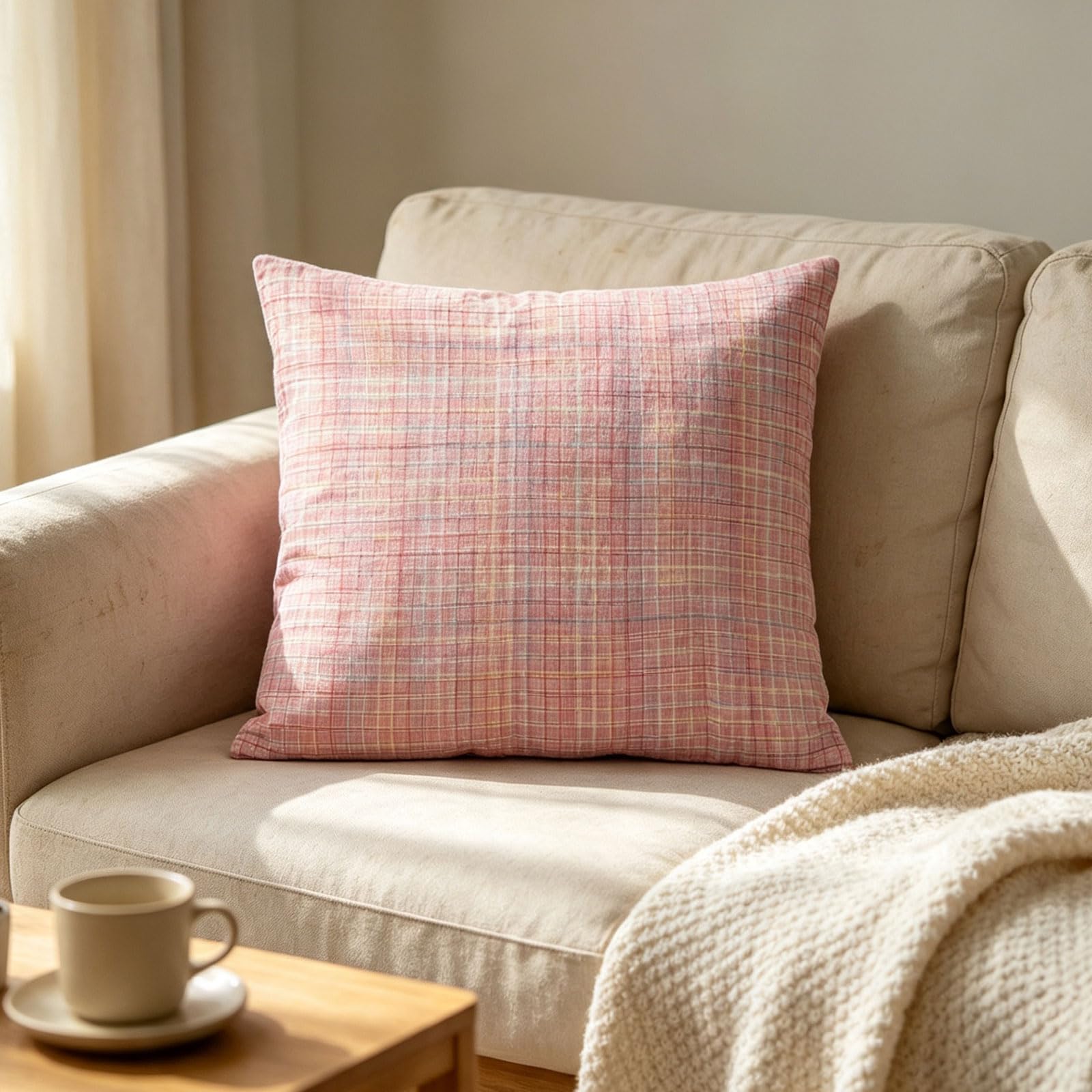 Tissu à carreaux en coton - Rose - 200 x 140 cm - Pour vêtements, décoration d'intérieur et loisirs créatifs