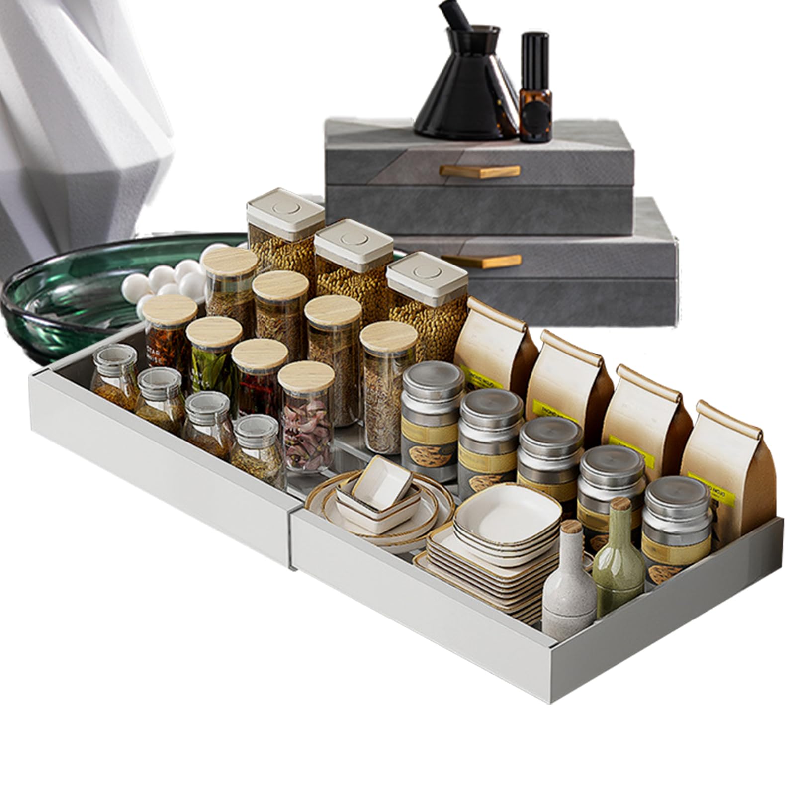 Organizador Cocina Bajo Fregadero Resistente Cesta Extraíble Sin Taladro | Estantes Deslizantes Extraíbles Bajo Fregadero para Cocina, Baño, Despensa, Armario, Cocina, Baño,