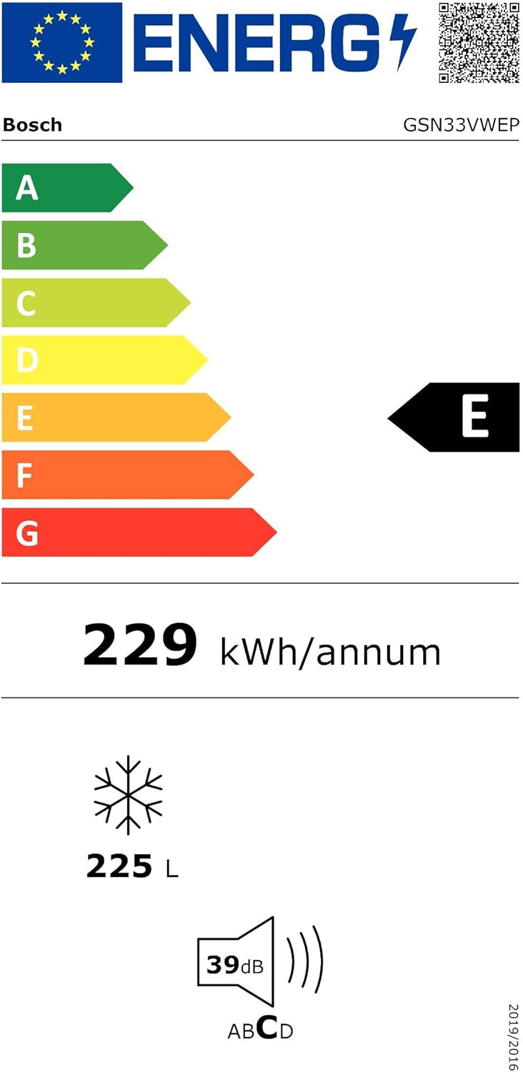 Energy label for BOSCH GSN33VWEP freezer