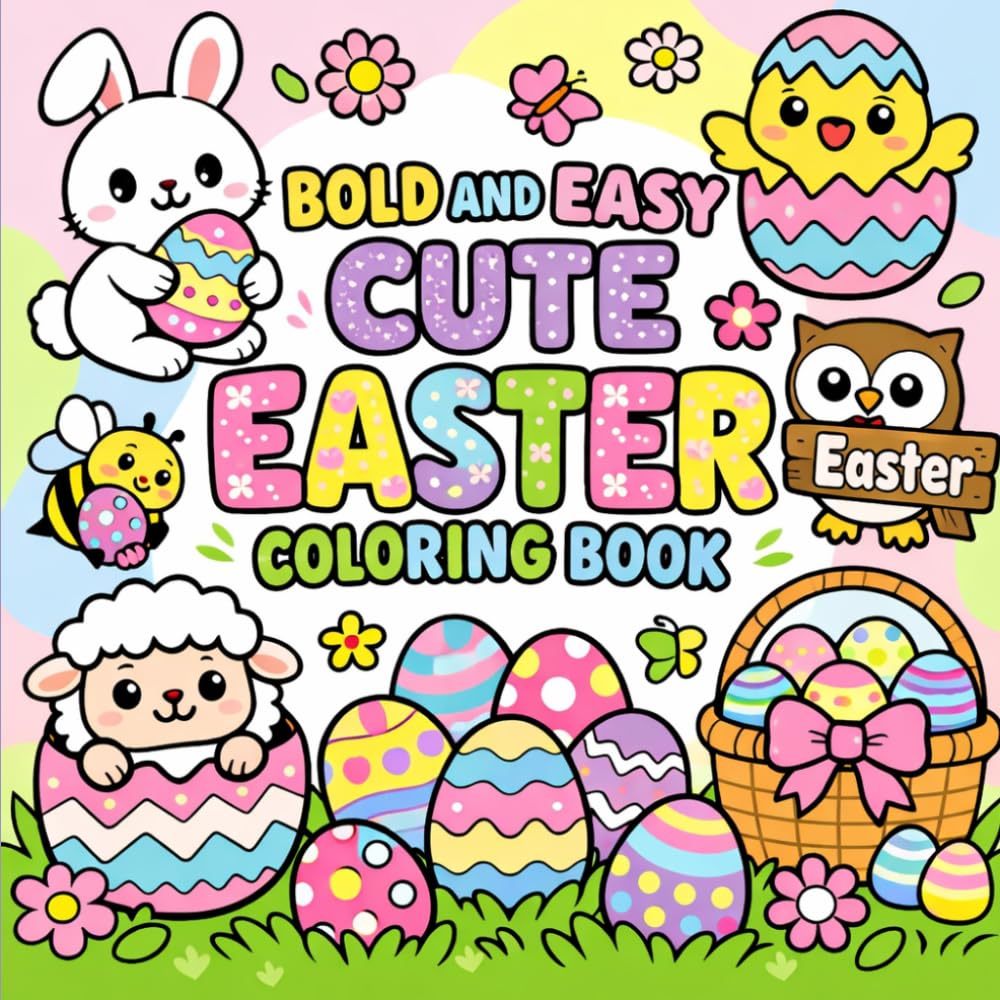 Bold and Easy Cute Easter: Coloring Book