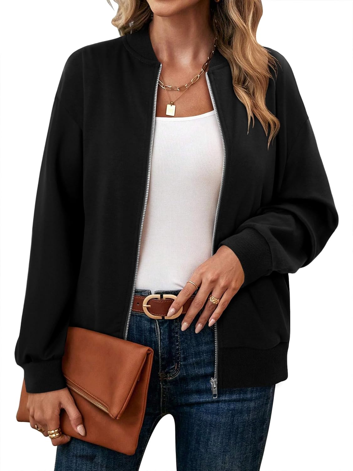 KISSMODA Womens Zip Up Jackets Sweatshirts Long Sleeve Casual Coat Outwear With Pockets