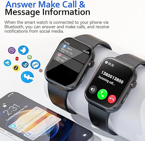 Miniatura 7 de Reloj inteligente AI para hombres y mujeres, reloj de salud con pantalla de 1.87 pulgadas con llamadas, monitor de frecuencia cardíaca y sueño, más