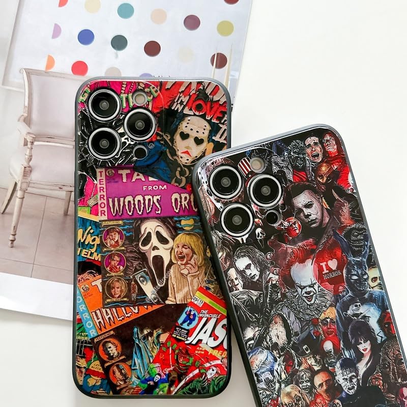 Miniatura 5 de AraoUe Funda de teléfono de Halloween para iPhone 14 Pro Max para niños, niñas, hombres, mujeres y adolescentes, impresión de collage de caras