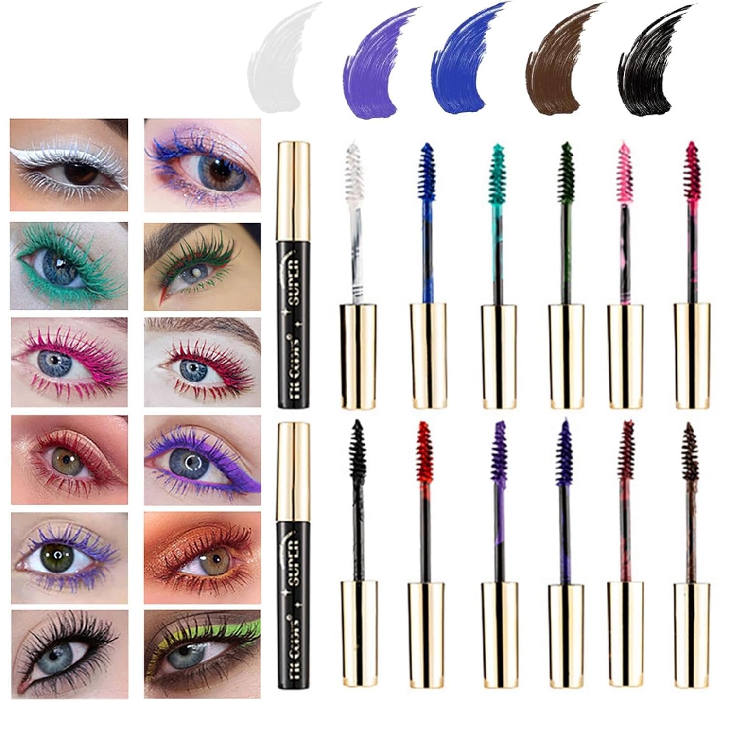 12 Colours Colored Mascara, Color Mascara for Eyelashes Set Rainbow Purple Green Blue Mascara for Eyelashes, 24H Long Lasting Charming Volumizing, Eye Makeup Gift for Women And Girls