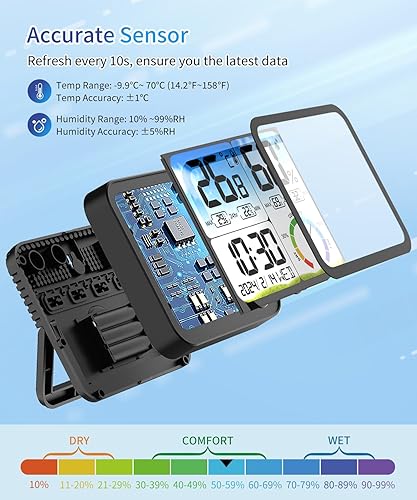 Miniatura 3 de VOCOO Termómetro digital para habitación interior, pantalla extra grande de 5.8 pulgadas, sensor de temperatura y humedad con monitor preciso de
