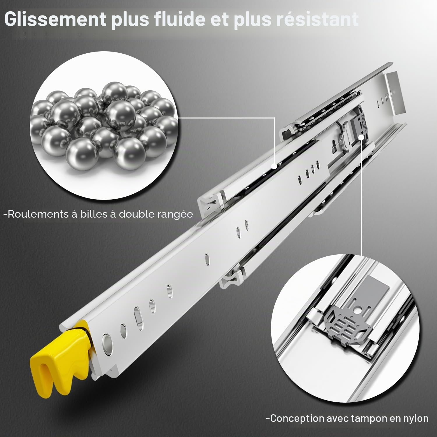 VADANIA Glissières de tiroir robustes de qualité industrielle de 1300 mm avec serrure #D76, élargissement de 76 mm, capacité de charge jusqu'à 148 kg, montage latéral, 1 paire
