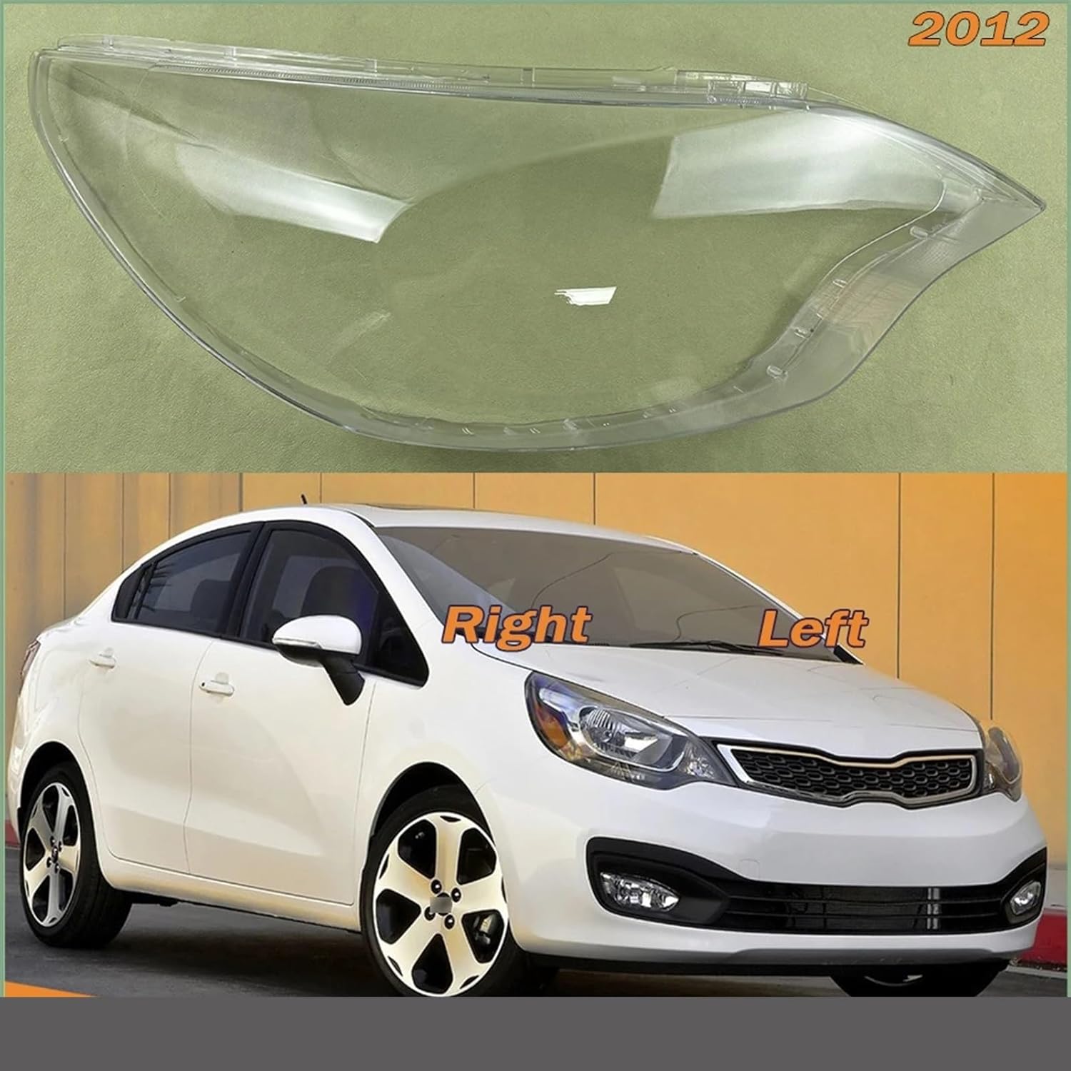 Headlight Shell Headlamp Transparent Lampshade Cover Lens Compatible for Kia Rio Sedan (Overseas Version) 2012 Car Accessories(1 Pair)
