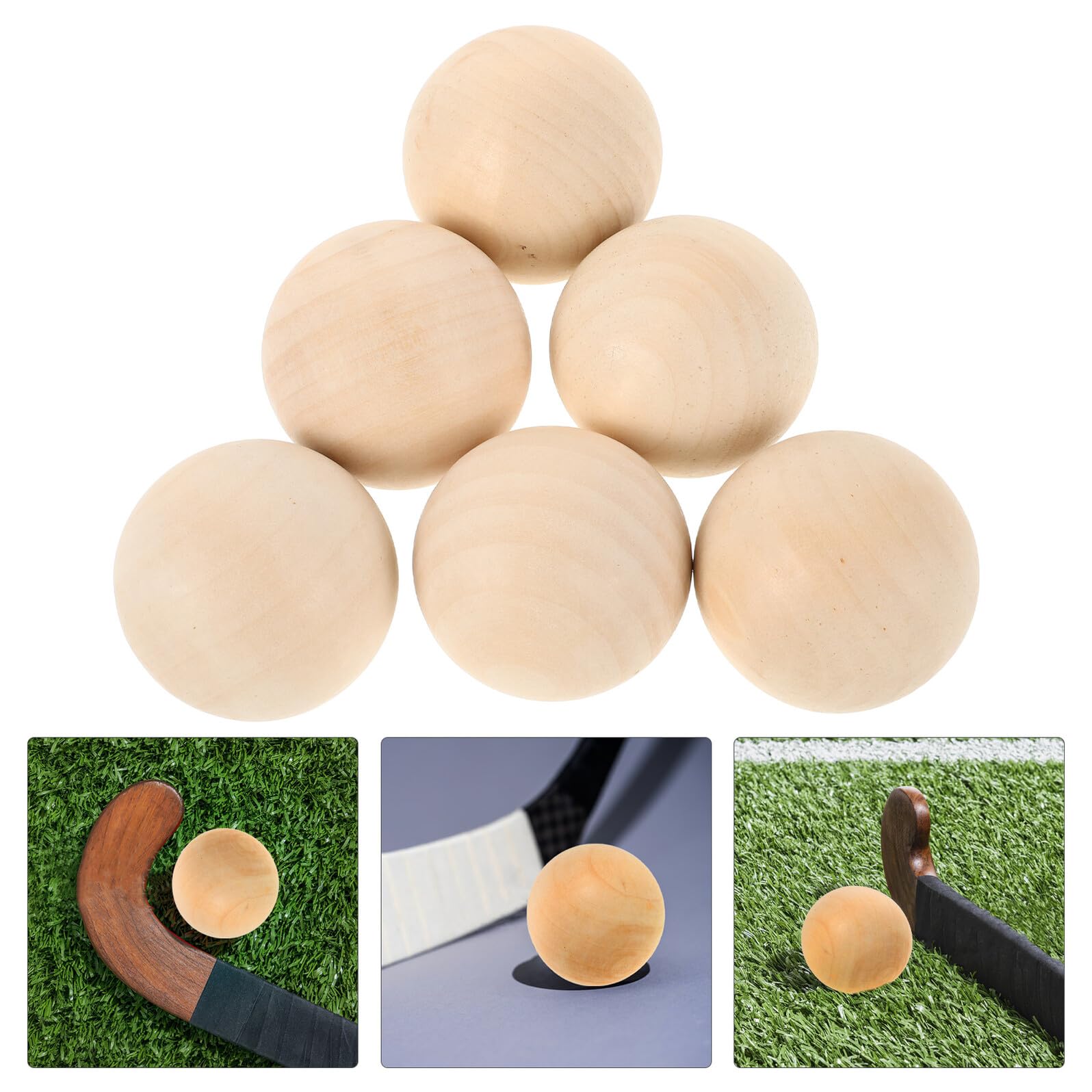 Mikikit Palline da Hockey da Esterno in Legno Duro Massiccio Antirimbalzo 5 Cm Set da 15 per Allenamento e Partite di Hockey su Prato Sportive e Ricreative