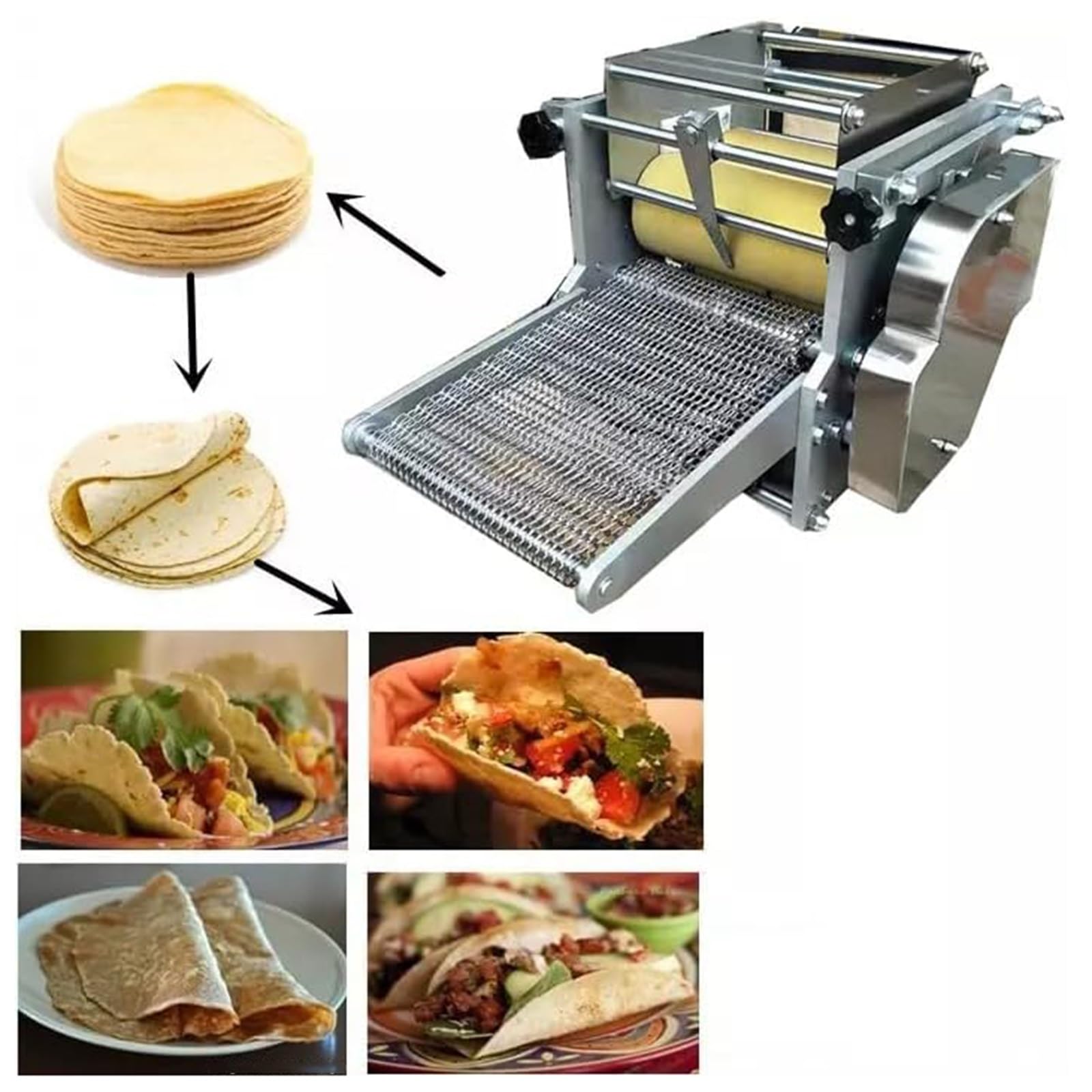 Máquina para hacer tortillas de maíz, máquina automática de prensa de tortillas con rodillo antiadherente para tortillera casera y prensa de masa