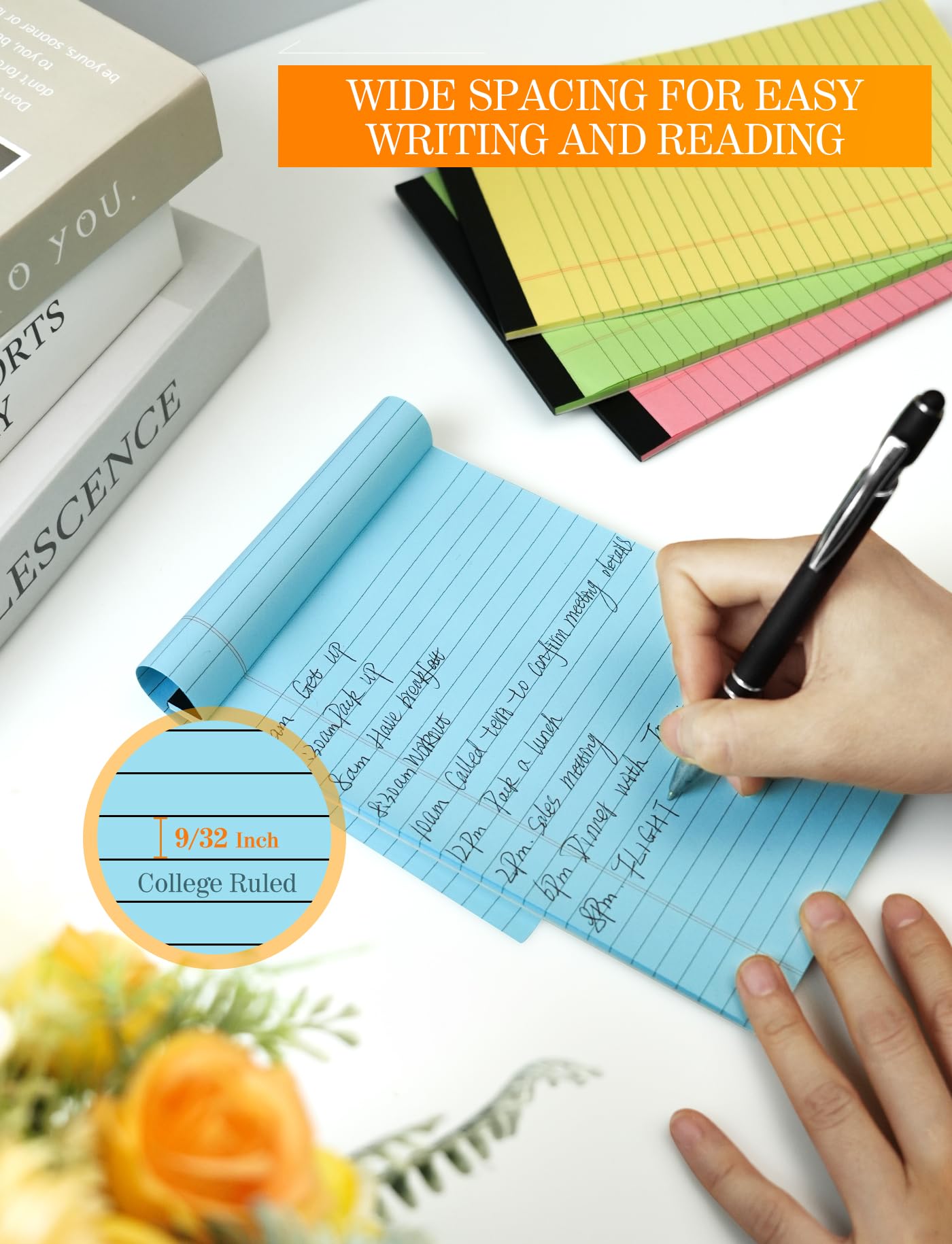 Small Ruled Paper Note Lined Paper Pads Colored Legal Pads 5x8,4 Pack,Lined Note Pads 5x8 ...