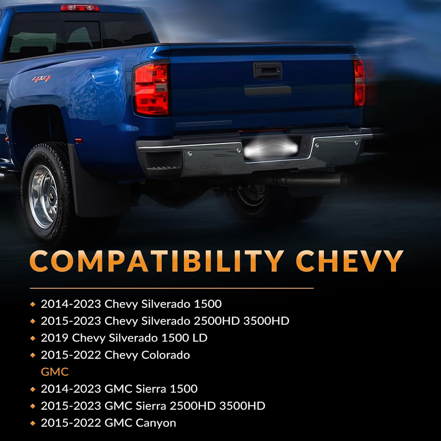 LED License Plate Lights For 2014-2025 Chevy Silverado GMC Sierra 1500 2500HD 3500HD Tag Lamp Assembly, 6000K White 2PCS