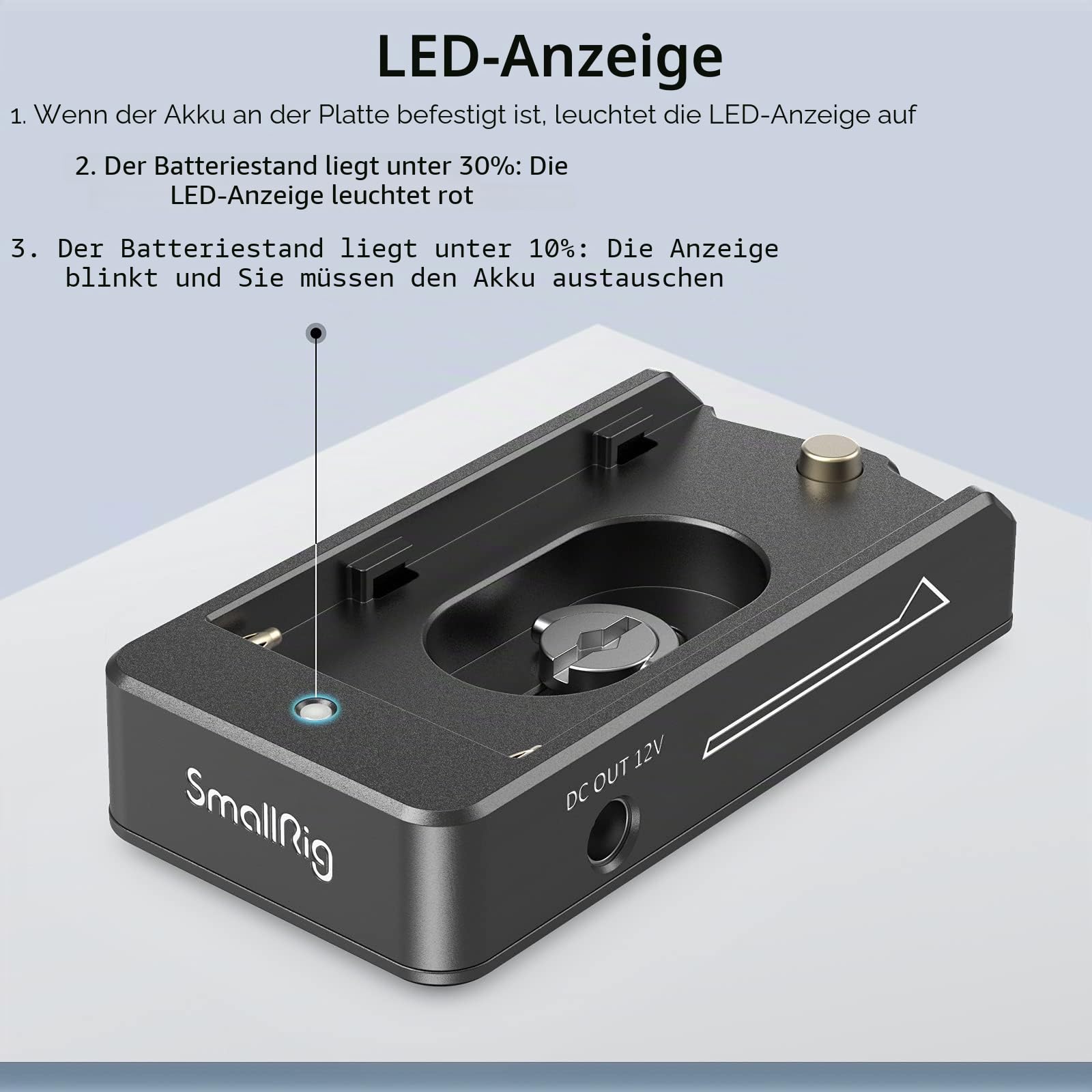 SMALLRIG NP-F Akku Adapterplatte Lite für Sony A7 A9 / BMPCC 4K 6K / GH5 / Z6 Z7, mit 12V DC / 7,4V DC Ausgang - 3018