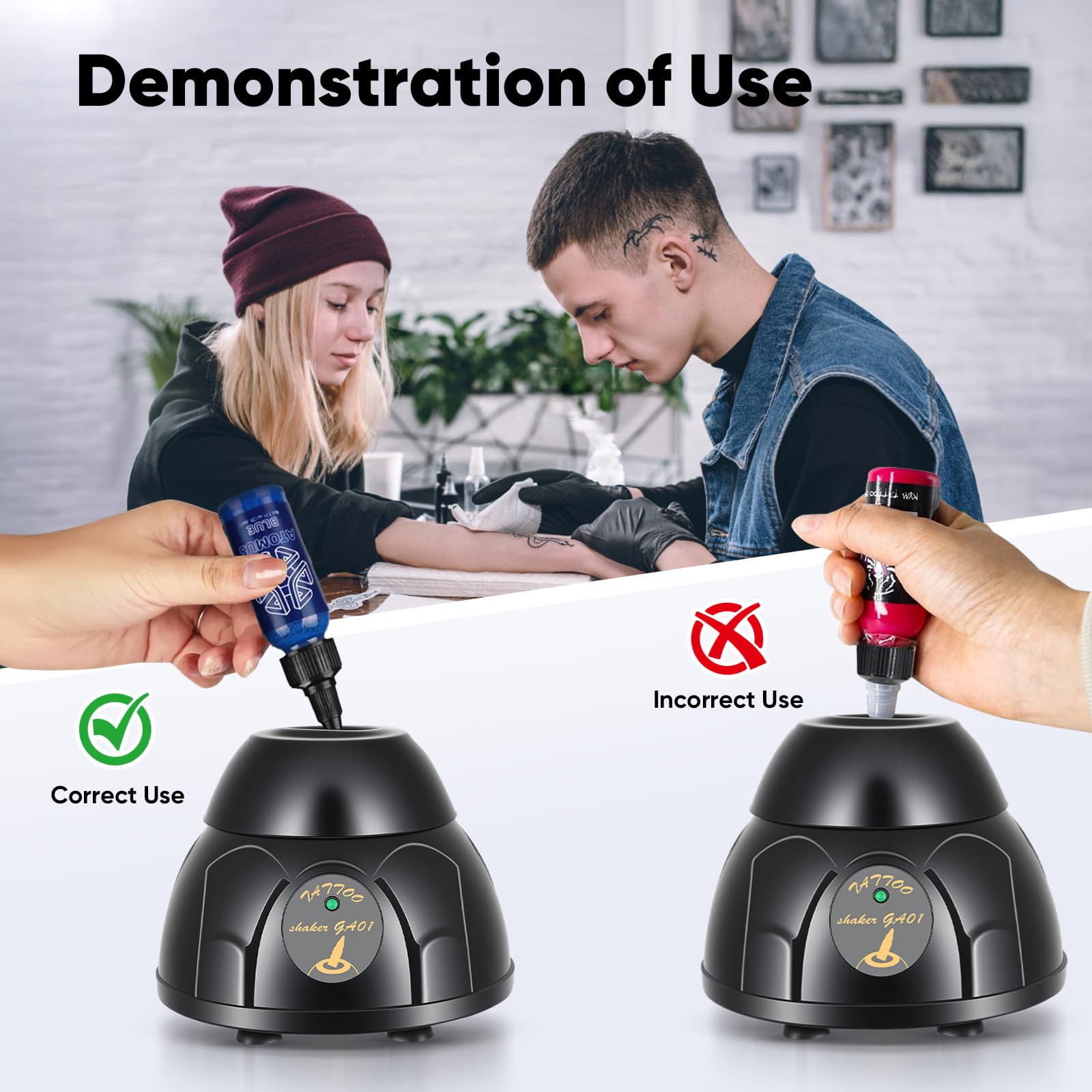 Vortex Mixer Mini 5200 U/min, Elektrischer Pigment Shaker mit Touch-Funktion, Lab Vortex Mischer für Farben Schüttler, Nagellack, Tattoo Tinte, Wimpernkleber, Farbschüttler für Reagenzgläser