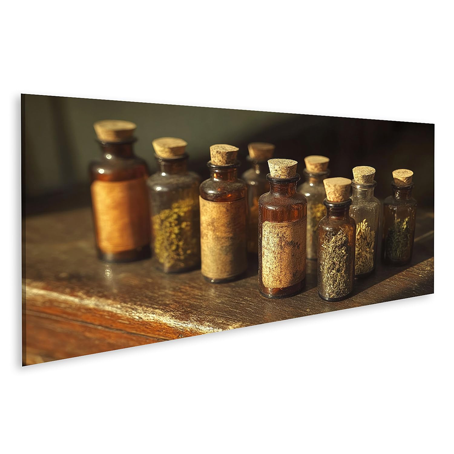 islandburner Prime Quadro su tela Vecchie bottiglie di farmacista con erbe e spezie per cucina chef hobby negozio di prelibatezze immagini murali poster